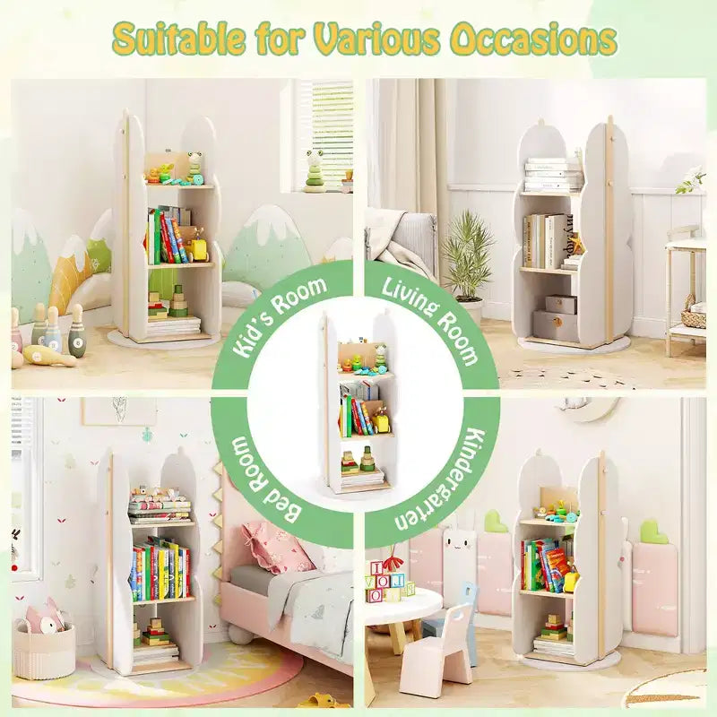 Costway Kid's Rotating Bookshelf w/5 Shelves 360 Rotatable Display Shelf for Kid's Room
