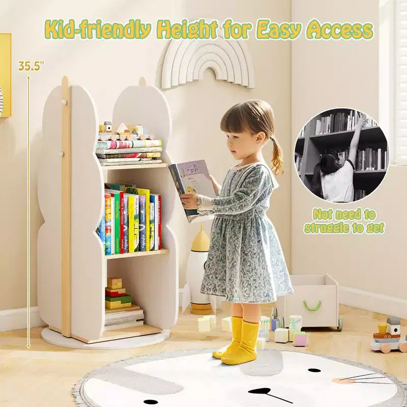 Costway Kid's Rotating Bookshelf w/5 Shelves 360 Rotatable Display Shelf for Kid's Room