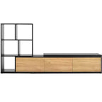 Extendable TV Stand with Bookshelves for 110 TV, Adjustable Entertainment Center with Storage Cabinets, Sliding Tabletop Media Console
