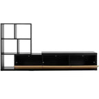 Extendable TV Stand with Bookshelves for 110 TV, Adjustable Entertainment Center with Storage Cabinets, Sliding Tabletop Media Console