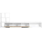 Extendable TV Stand with Bookshelves for 110 TV, Adjustable Entertainment Center with Storage Cabinets, Sliding Tabletop Media Console