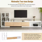 Extendable TV Stand with Bookshelves for 110 TV, Adjustable Entertainment Center with Storage Cabinets, Sliding Tabletop Media Console