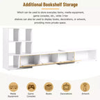 Extendable TV Stand with Bookshelves for 110 TV, Adjustable Entertainment Center with Storage Cabinets, Sliding Tabletop Media Console