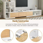 Extendable TV Stand with Bookshelves for 110 TV, Adjustable Entertainment Center with Storage Cabinets, Sliding Tabletop Media Console