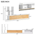 Extendable TV Stand with Bookshelves for 110 TV, Adjustable Entertainment Center with Storage Cabinets, Sliding Tabletop Media Console