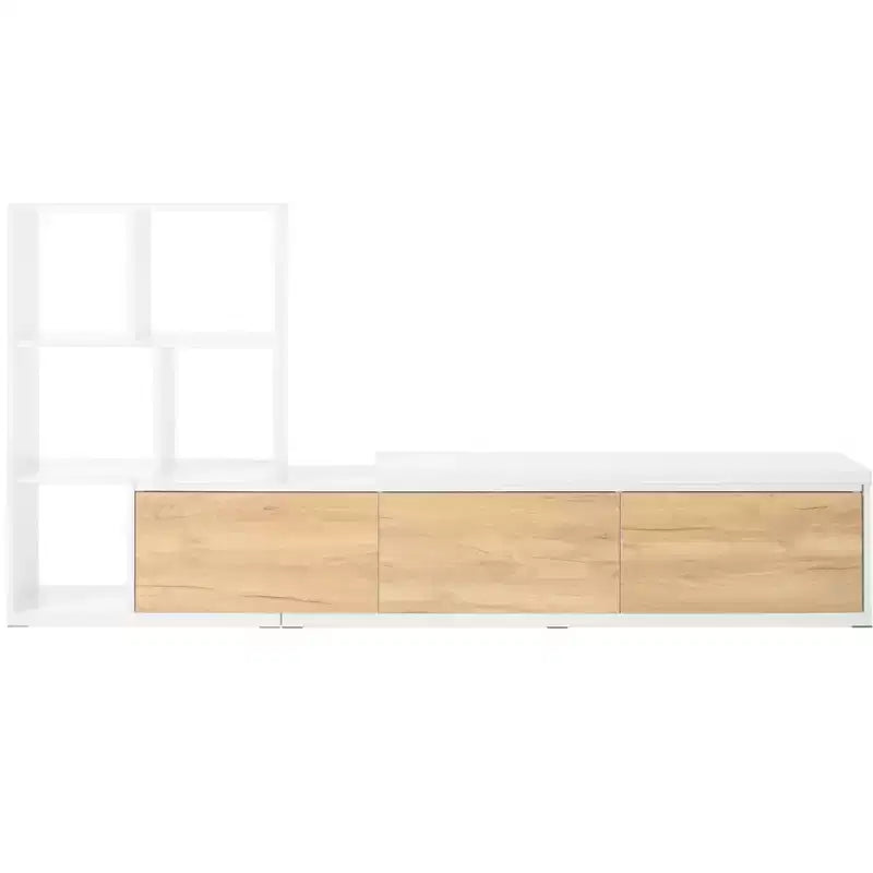 Extendable TV Stand with Bookshelves for 110 TV, Adjustable Entertainment Center with Storage Cabinets, Sliding Tabletop Media Console