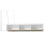 Extendable TV Stand with Bookshelves for 110 TV, Adjustable Entertainment Center with Storage Cabinets, Sliding Tabletop Media Console