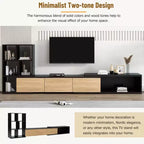 Extendable TV Stand with Bookshelves for 110 TV, Adjustable Entertainment Center with Storage Cabinets, Sliding Tabletop Media Console