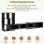 Extendable TV Stand with Bookshelves for 110 TV, Adjustable Entertainment Center with Storage Cabinets, Sliding Tabletop Media Console