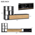 Extendable TV Stand with Bookshelves for 110 TV, Adjustable Entertainment Center with Storage Cabinets, Sliding Tabletop Media Console