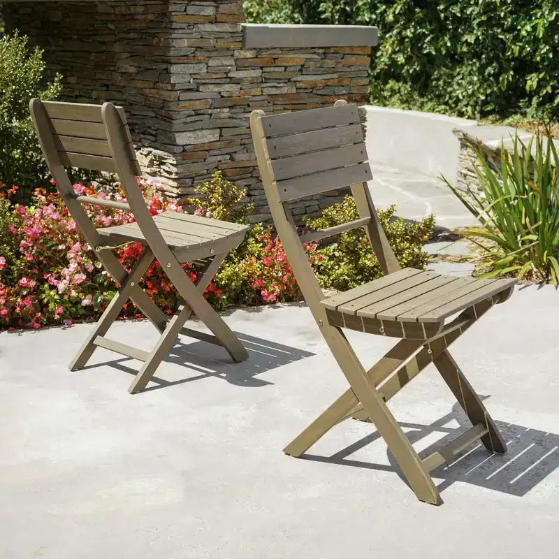 Set of 2 Foldable Dining Chairs, Acacia Wood, for Indoor/Outdoor UseHome, Office, Living Room, Kitchen, Dining Room, Patio, Porch, or Garden