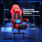 RSPGAME Basic Ergonomic Gaming Chair for Adults, PU Leather Office Chairs with Vibration Lumbar Support and Retractable Footrest, Home Computer Chairs