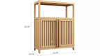 Bathroom Storage Cabinet with Double Slatted Doors, Open Side Shelf; Freestanding Organizer for Bathroom, Living Room, Hallway, Kitchen Neutral