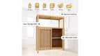 Bathroom Storage Cabinet with Double Slatted Doors, Open Side Shelf; Freestanding Organizer for Bathroom, Living Room, Hallway, Kitchen Neutral