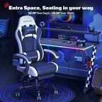 RSPGAME Sedie da Gaming Ergonomiche di Base per Adulti, Sedie da Ufficio in Pelle PU con Supporto Lombare, Cuscino a Molle Insacchettate e Poggiapiedi Retraibile