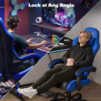 RSPGAME Sedie da Gaming Ergonomiche di Base per Adulti, Sedie da Ufficio in Pelle PU con Supporto Lombare, Cuscino a Molle Insacchettate e Poggiapiedi Retraibile