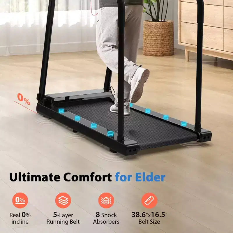 Redliro Tapis roulant da passeggio per anziani, tapis roulant compatto a basso impatto con maniglie, pedana da passeggio sicura per anziani, 136 kg