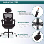 TUYOHW Mesh Swivel Criss Cross Chair on Wheels,Office Chair with Retractable Footrest,Gaming Chair with Lumbar Support Pillow for Office