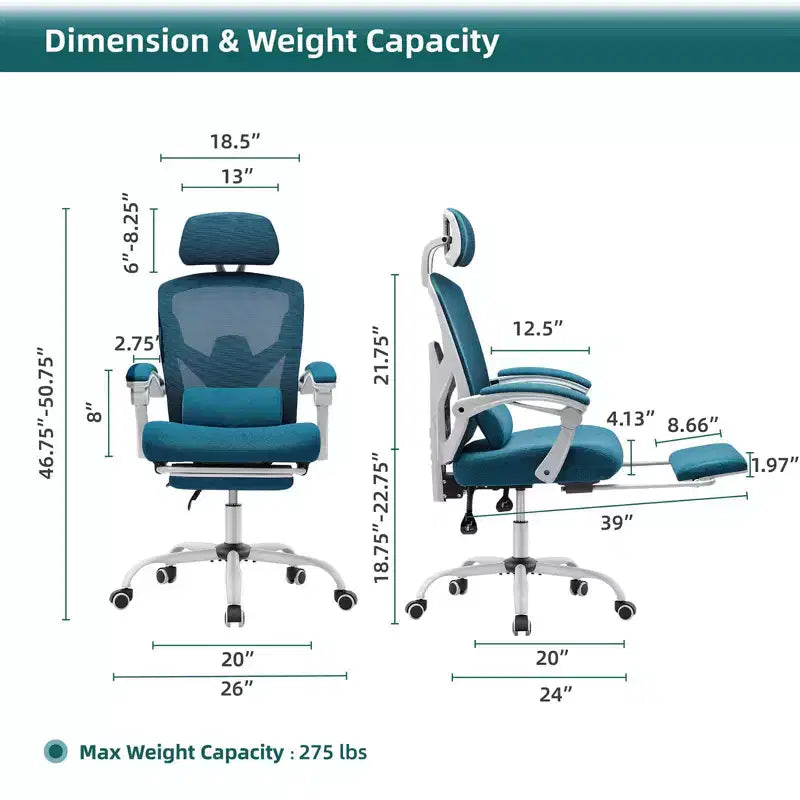 TUYOHW Mesh Swivel Criss Cross Chair on Wheels,Office Chair with Retractable Footrest,Gaming Chair with Lumbar Support Pillow for Office