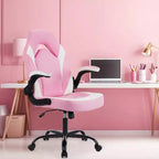 TUYOHW PU Leather Swivel Criss Cross Chair on Wheels with S-Shaped Backrest,Office Chair with Lumbar Support,Gaming Chair for Office