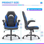 TUYOHW PU Leather Swivel Criss Cross Chair on Wheels with S-Shaped Backrest,Office Chair with Lumbar Support,Gaming Chair for Office