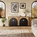 63 Modern Farmhouse Sideboard Buffet Cabinet with Storage and Fluted Doors - Storage Sideboard for Dining Room, Coffee Bar & Wine Bar Console Table