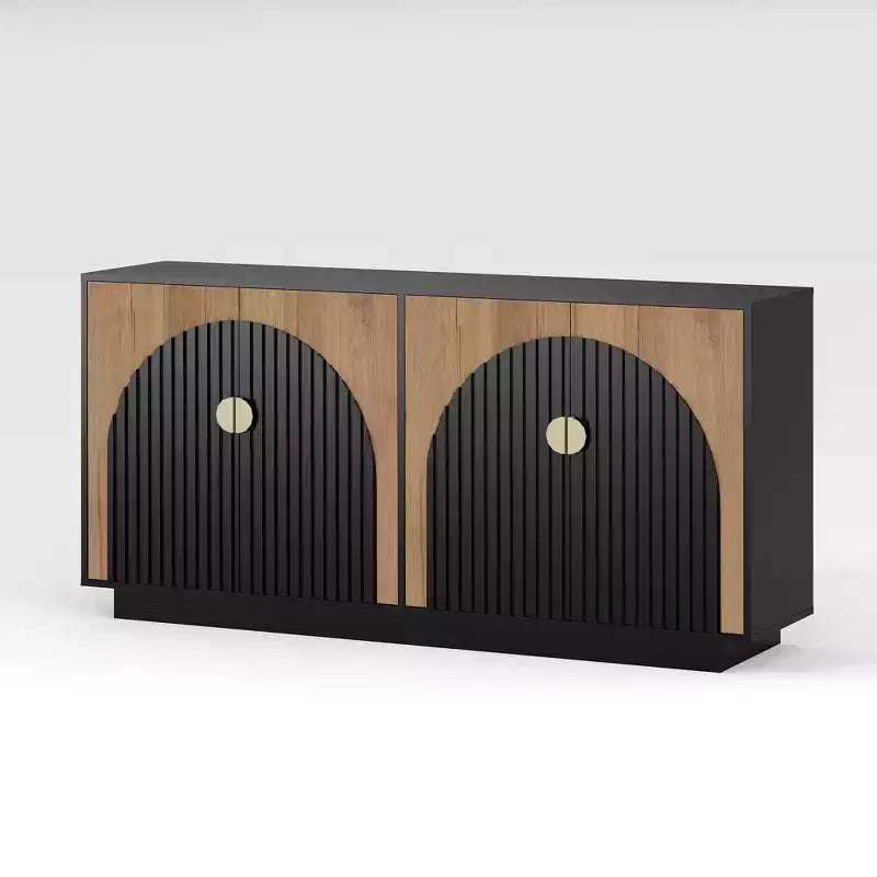 63 Modern Farmhouse Sideboard Buffet Cabinet with Storage and Fluted Doors - Storage Sideboard for Dining Room, Coffee Bar & Wine Bar Console Table