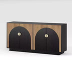 63 Modern Farmhouse Sideboard Buffet Cabinet with Storage and Fluted Doors - Storage Sideboard for Dining Room, Coffee Bar & Wine Bar Console Table