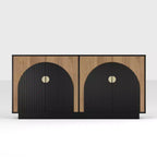 63 Modern Farmhouse Sideboard Buffet Cabinet with Storage and Fluted Doors - Storage Sideboard for Dining Room, Coffee Bar & Wine Bar Console Table