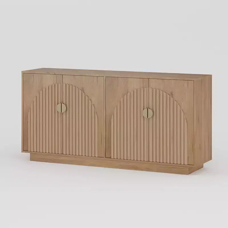 63 Modern Farmhouse Sideboard Buffet Cabinet with Storage and Fluted Doors - Storage Sideboard for Dining Room, Coffee Bar & Wine Bar Console Table