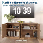 63 Modern Farmhouse Sideboard Buffet Cabinet with Storage and Fluted Doors - Storage Sideboard for Dining Room, Coffee Bar & Wine Bar Console Table