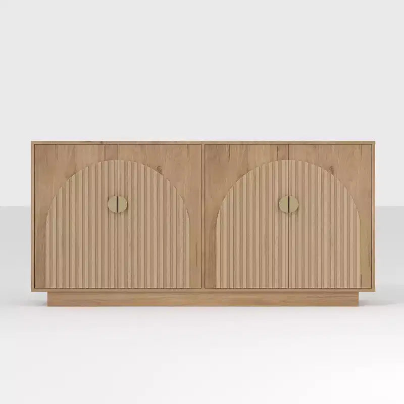 63 Modern Farmhouse Sideboard Buffet Cabinet with Storage and Fluted Doors - Storage Sideboard for Dining Room, Coffee Bar & Wine Bar Console Table