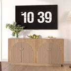 63 Modern Farmhouse Sideboard Buffet Cabinet with Storage and Fluted Doors - Storage Sideboard for Dining Room, Coffee Bar & Wine Bar Console Table