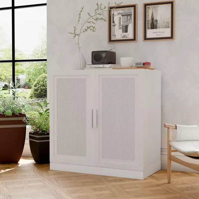 PexFix Credenza Modulare con Ante, Mobile Buffet da Fattoria con Pannelli in Rattan per Soggiorno Cucina Sala da Pranzo Ingresso
