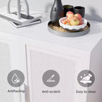 PexFix Credenza Modulare con Ante, Mobile Buffet da Fattoria con Pannelli in Rattan per Soggiorno Cucina Sala da Pranzo Ingresso