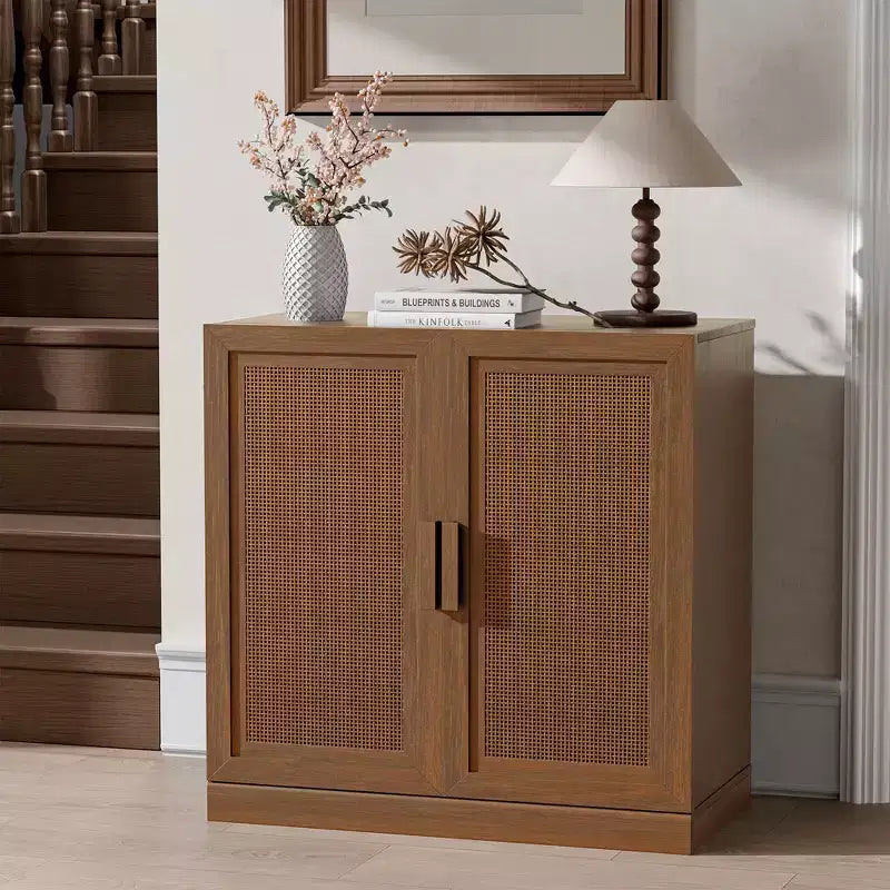 PexFix Credenza Modulare con Ante, Mobile Buffet da Fattoria con Pannelli in Rattan per Soggiorno Cucina Sala da Pranzo Ingresso