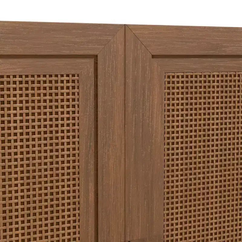 PexFix Credenza Modulare con Ante, Mobile Buffet da Fattoria con Pannelli in Rattan per Soggiorno Cucina Sala da Pranzo Ingresso