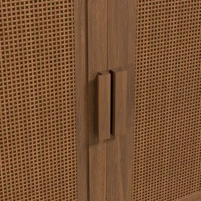 PexFix Credenza Modulare con Ante, Mobile Buffet da Fattoria con Pannelli in Rattan per Soggiorno Cucina Sala da Pranzo Ingresso