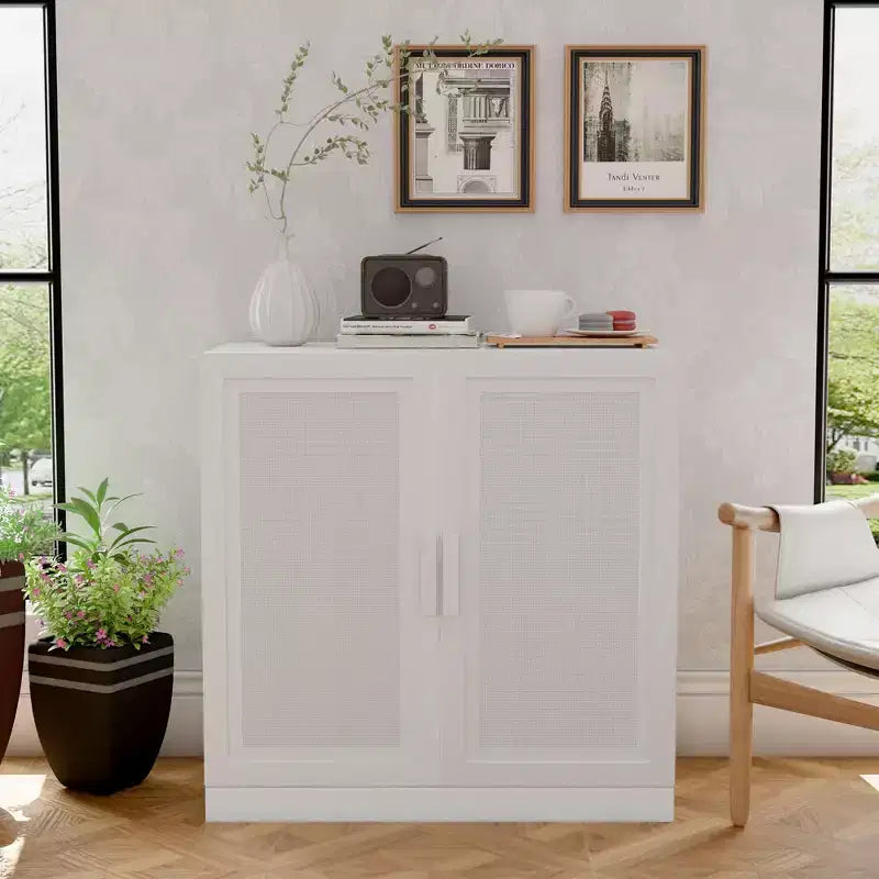 PexFix Credenza Modulare con Ante, Mobile Buffet da Fattoria con Pannelli in Rattan per Soggiorno Cucina Sala da Pranzo Ingresso