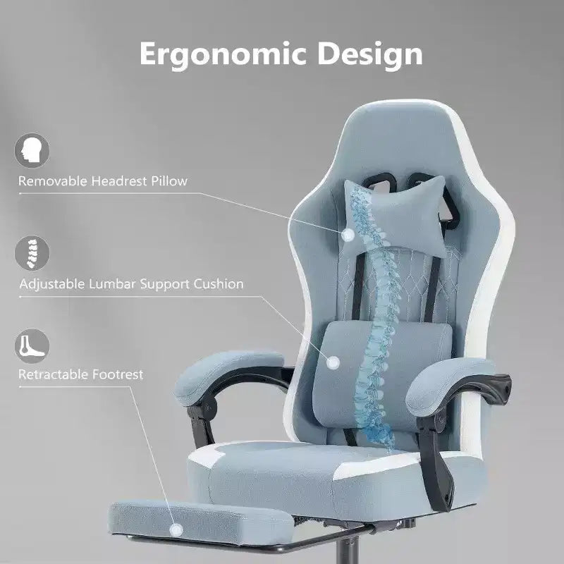 TUYOHW Ergonomic Office Chair with Pocket Spring Seat,300LB Capacity Gaming Chair with Adjustable Lumbar Pillow & Footrest for Adult,Student