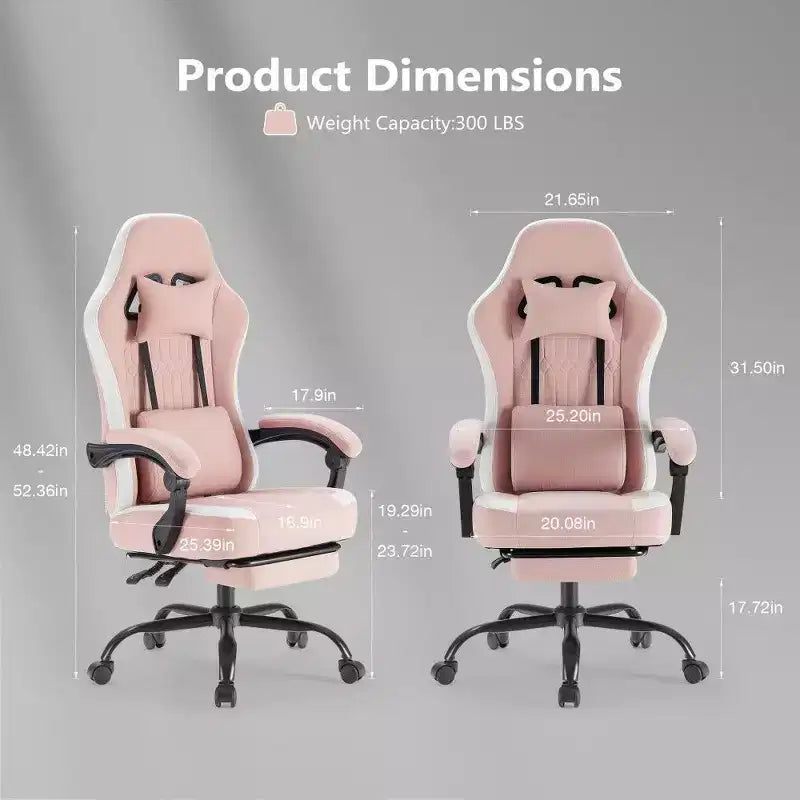 TUYOHW Ergonomic Office Chair with Pocket Spring Seat,300LB Capacity Gaming Chair with Adjustable Lumbar Pillow & Footrest for Adult,Student