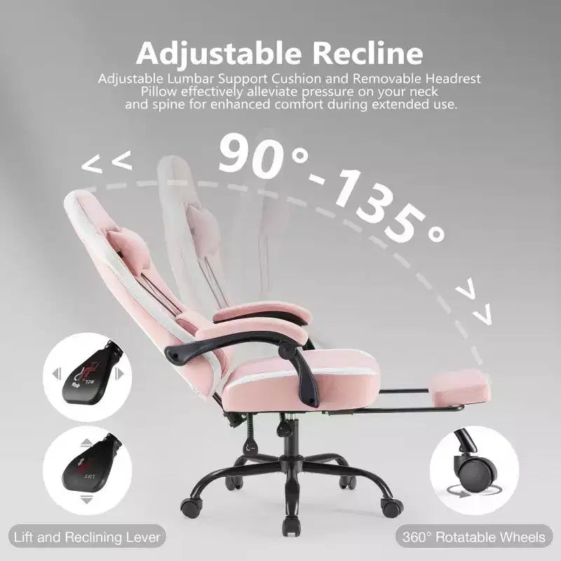 TUYOHW Ergonomic Office Chair with Pocket Spring Seat,300LB Capacity Gaming Chair with Adjustable Lumbar Pillow & Footrest for Adult,Student