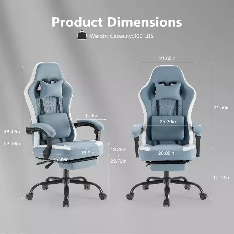 TUYOHW Ergonomic Office Chair with Pocket Spring Seat,300LB Capacity Gaming Chair with Adjustable Lumbar Pillow & Footrest for Adult,Student