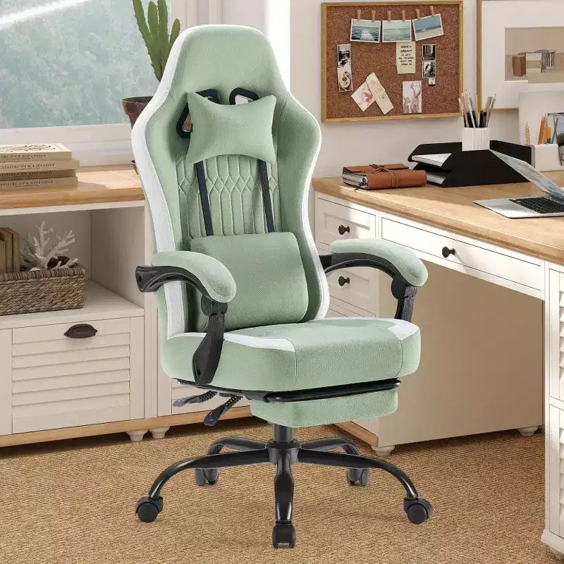 Sedia da ufficio ergonomica TUYOHW con sedile a molle insacchettate, sedia da gaming con capacità di 136 kg, con cuscino lombare regolabile e poggiapiedi per adulti e studenti