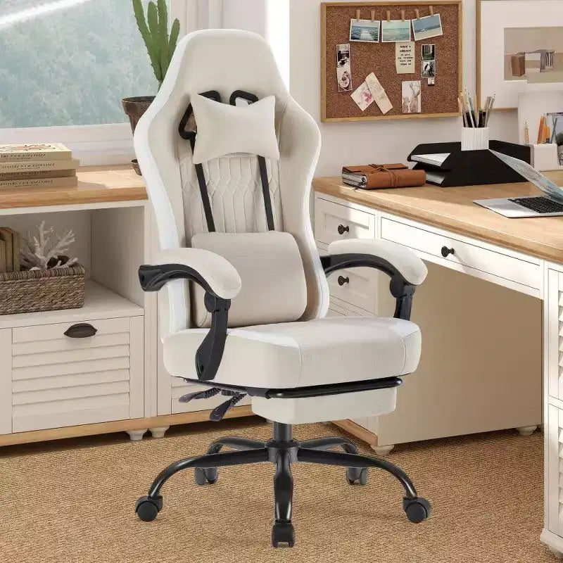 Sedia da ufficio ergonomica TUYOHW con sedile a molle insacchettate, sedia da gaming con capacità di 136 kg, con cuscino lombare regolabile e poggiapiedi per adulti e studenti