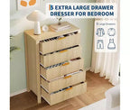 Comò per camera da letto a 5 cassetti, cassettiere alte in legno con maniglie dorate per armadio, cassettiera in legno, armadietto e cassetti organizer