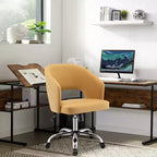 Costway Adjustable Swivel Desk Vanity Chair Upholstered Office Chair w/ Hollow Out Back