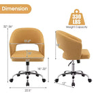 Costway Adjustable Swivel Desk Vanity Chair Upholstered Office Chair w/ Hollow Out Back