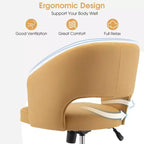 Costway Adjustable Swivel Desk Vanity Chair Upholstered Office Chair w/ Hollow Out Back