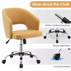 Costway Adjustable Swivel Desk Vanity Chair Upholstered Office Chair w/ Hollow Out Back